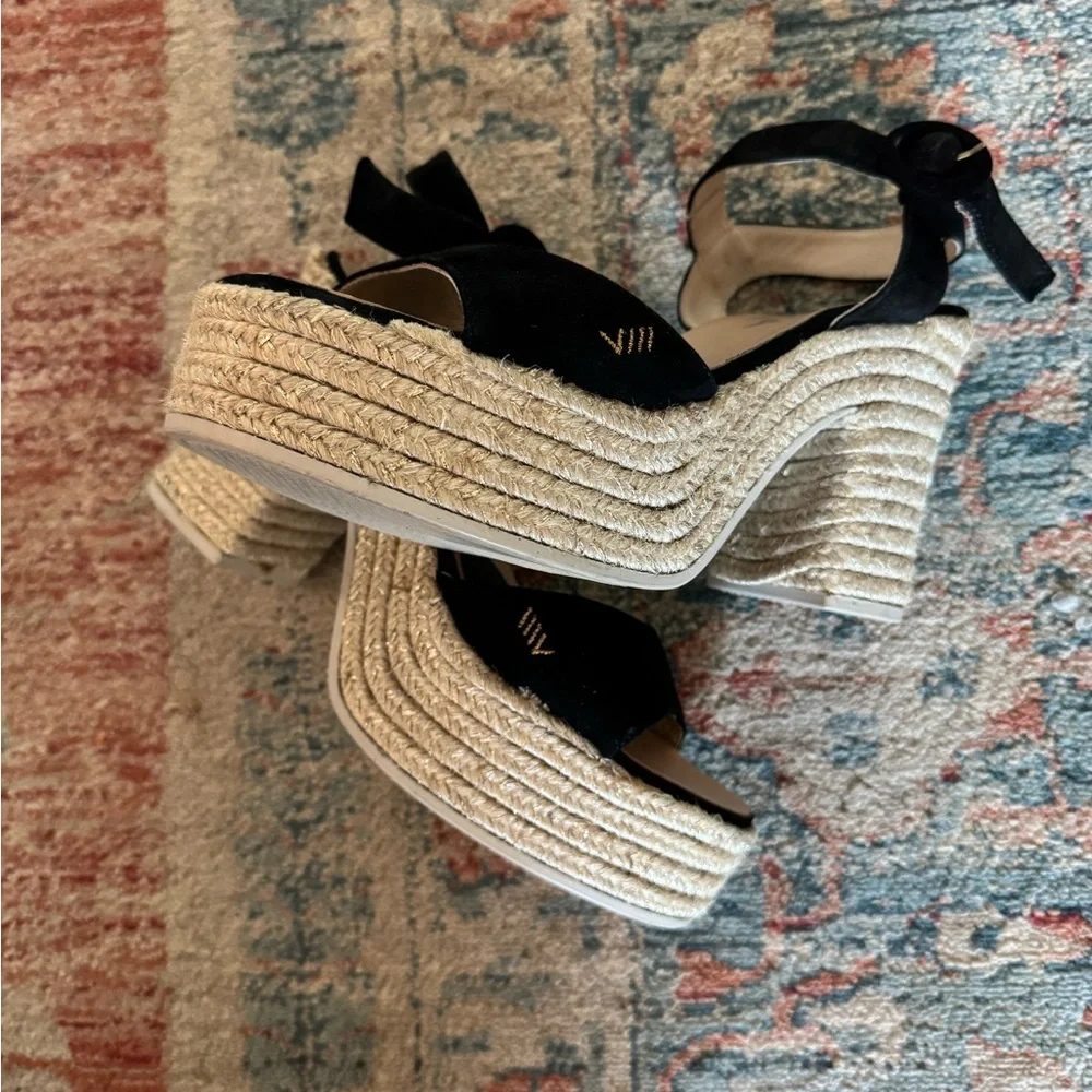 VISCATA Jana Black Suede Platform Espadrille Sandals Size 39 (8.5)